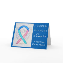 Thyroid Cancer Awareness Ribbon Art Greeting Cards