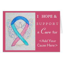 Thyroid Cancer Awareness Ribbon Art Greeting Cards
