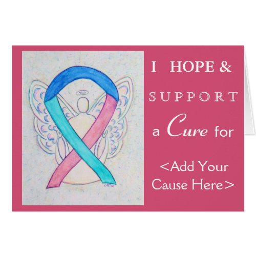 Thyroid Cancer Awareness Ribbon Art Greeting Cards