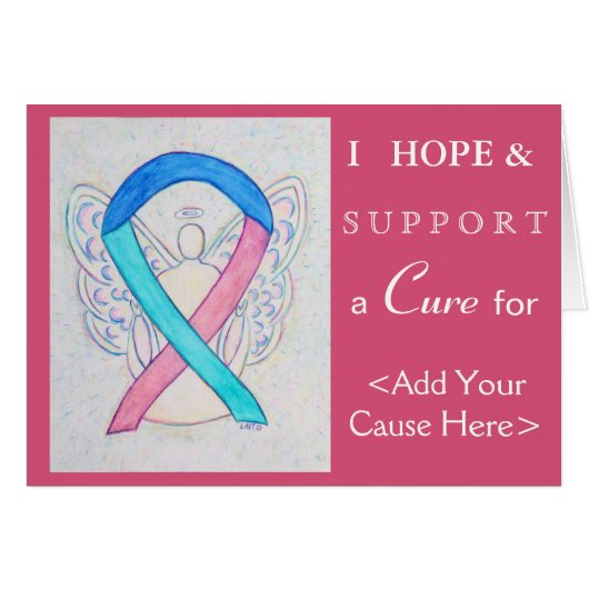 Thyroid Cancer Awareness Ribbon Art Greeting Cards (Front Horizontal)