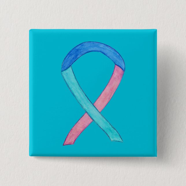 Thyroid Cancer Awareness Ribbon Custom Button Pins (Front)