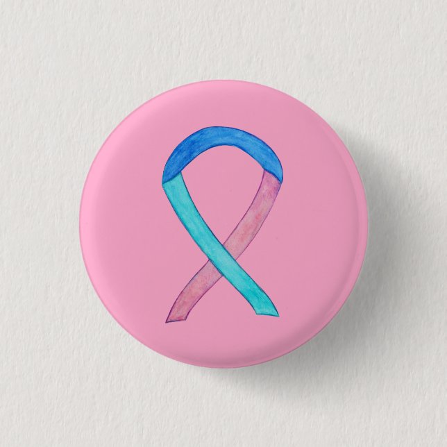 Thyroid Cancer Awareness Ribbon Custom Pin Buttons (Front)