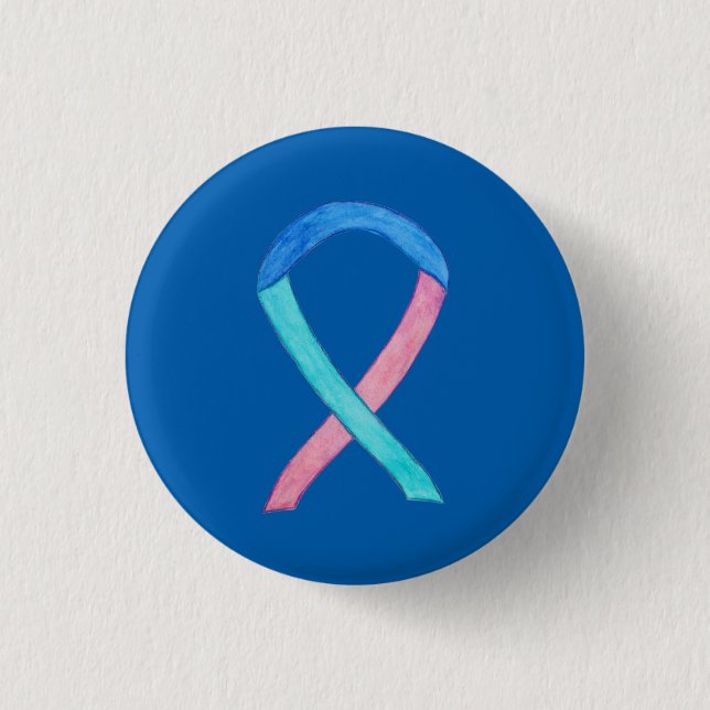 Thyroid Cancer Awareness Ribbon Custom Pin Buttons (Front)