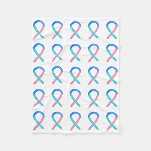 Thyroid Cancer Awareness Ribbon Fleece Blanket