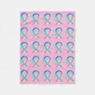 Thyroid Cancer Awareness Ribbon Fleece Blankets