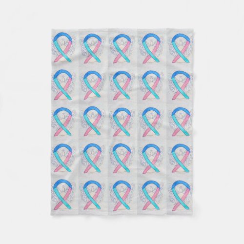 Thyroid Cancer Awareness Ribbon Fleece Blankets