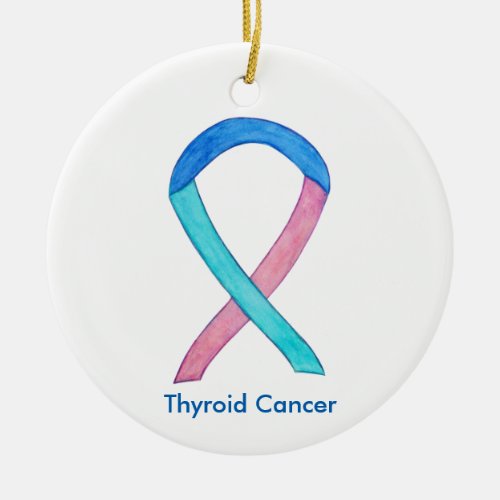 Thyroid Cancer Awareness Ribbon Holiday Ornaments