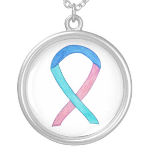 Thyroid Cancer Awareness Ribbon Jewelry Necklace