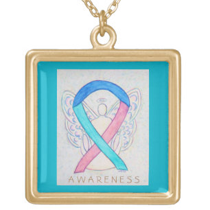 Thyroid Cancer Awareness Ribbon Jewelry Necklace