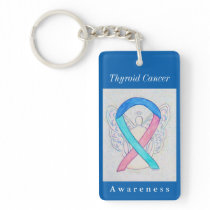 Thyroid Cancer Awareness Ribbon Keychain