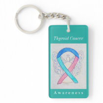 Thyroid Cancer Awareness Ribbon Keychain