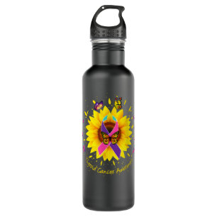 thyroid cancer awareness sunflower butterfly gift stainless steel water bottle