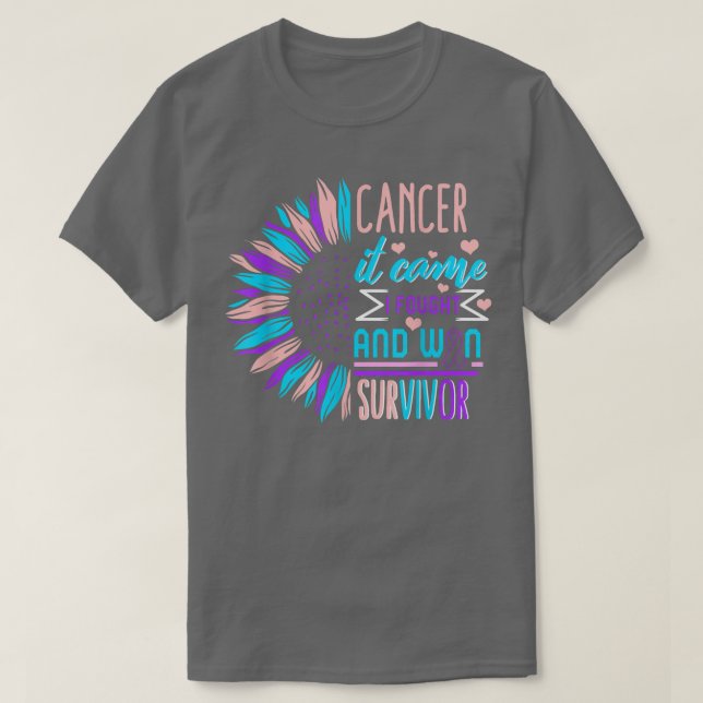 Thyroid Cancer Awareness Survivor Sunflower Thyroi T-Shirt (Design Front)