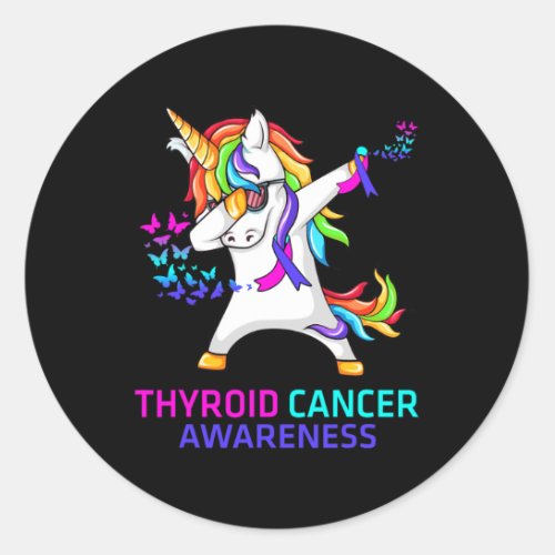 Thyroid Cancer Awareness Unicorn  Classic Round Sticker