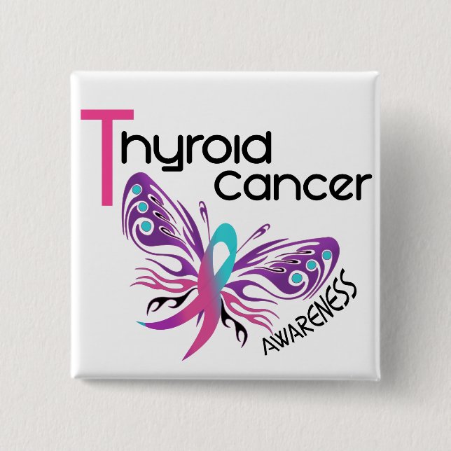 Thyroid Cancer BUTTERFLY 3.1 Pinback Button (Front)