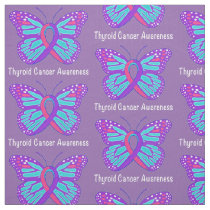 Thyroid Cancer Butterfly Awareness Ribbon Fabric