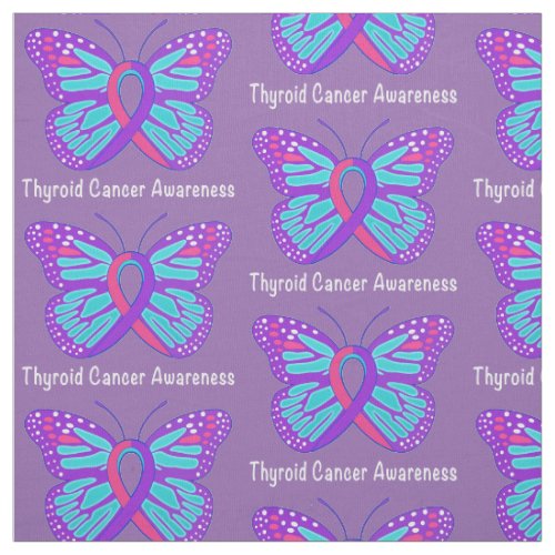 Thyroid Cancer Butterfly Awareness Ribbon Fabric