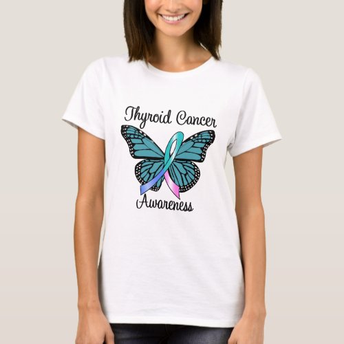 Thyroid Cancer Butterfly Ribbon T_Shirt