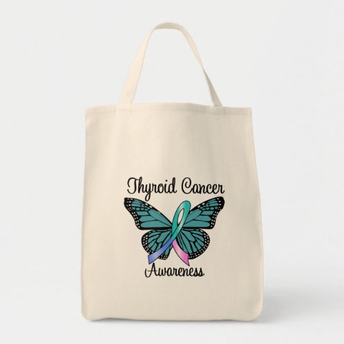 Thyroid Cancer Butterfly Ribbon Tote Bag