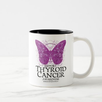 Thyroid Cancer Butterfly Two-tone Coffee Mug by fightcancertees at Zazzle