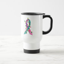 Thyroid Cancer Christmas Lights Ribbon Travel Mug