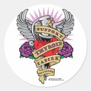 Thyroid Cancer Dagger Classic Round Sticker