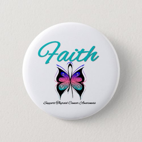 Thyroid Cancer Faith Butterfly Ribbon Button