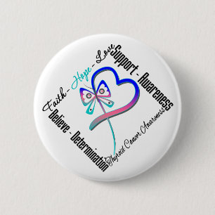 Thyroid Cancer Faith Hope Love Butterfly Pinback Button