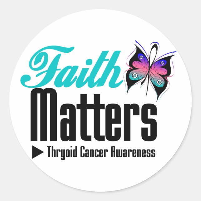 Thyroid Cancer FAITH MATTERS Classic Round Sticker (Front)