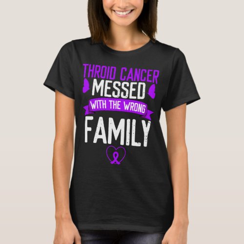 Thyroid Cancer family Purple Ribbon Awareness T_Shirt