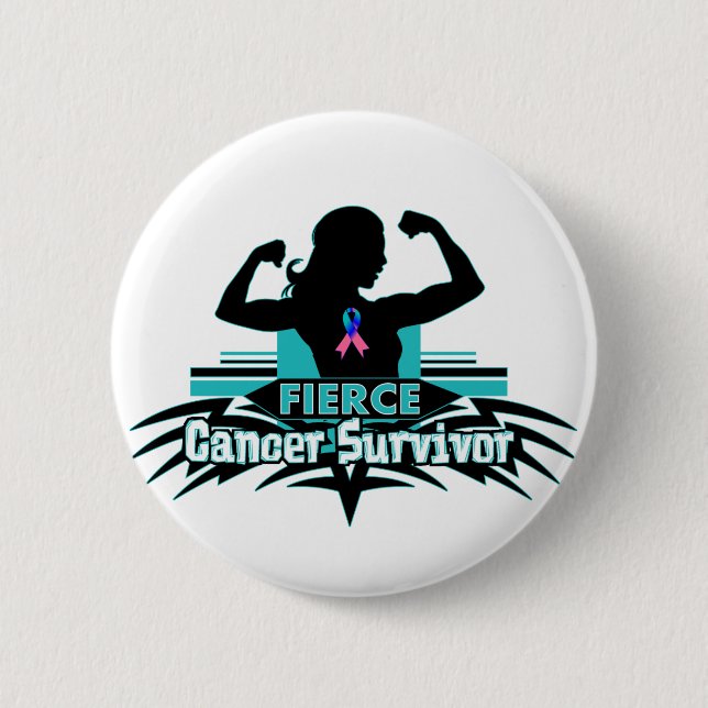 Thyroid Cancer Fierce Cancer Survivor Button (Front)