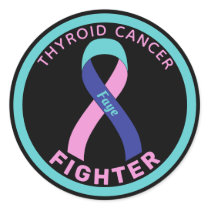 Thyroid Cancer Fighter Ribbon Black Round Sticker