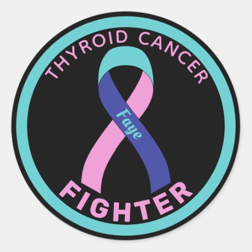 Thyroid Cancer Fighter Ribbon Black Round Sticker