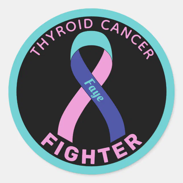 Thyroid Sticker Rwalistic Thyroid Cancer Fighter Ribbon Black Round Sticker | Zazzle