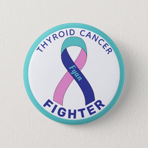 Thyroid Cancer Fighter Ribbon White Button