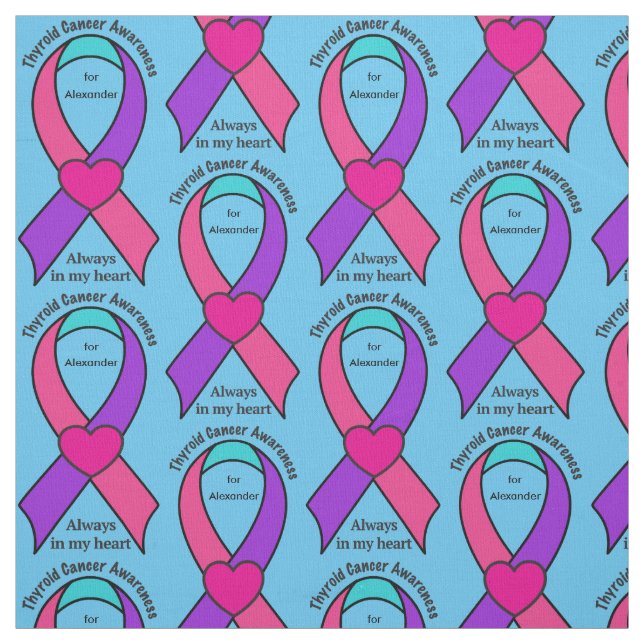 Thyroid Cancer Heart Customizable Awareness Ribbon Fabric (Swatch)