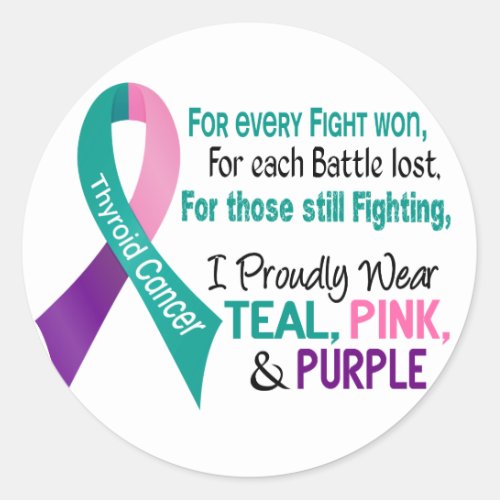 Thyroid Cancer I Proudly Wear Teal Purple Pink 1 Classic Round Sticker