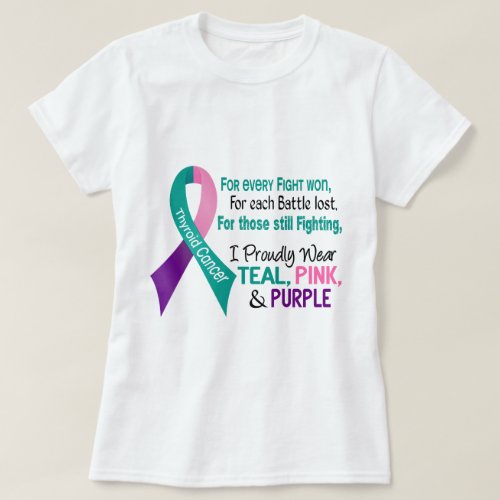 Thyroid Cancer I Proudly Wear Teal Purple Pink 1 T_Shirt