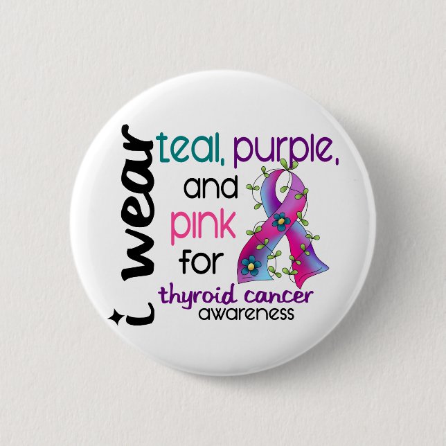 Thyroid Cancer I Wear Ribbon For Awareness 43 Button (Front)