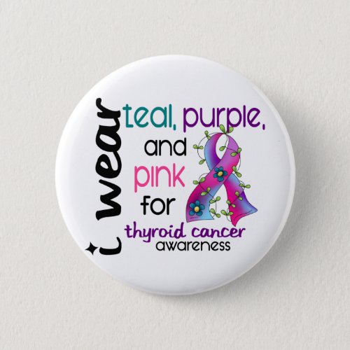 Thyroid Cancer I Wear Ribbon For Awareness 43 Button