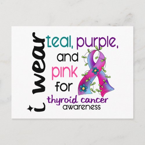 Thyroid Cancer I Wear Ribbon For Awareness 43 Postcard