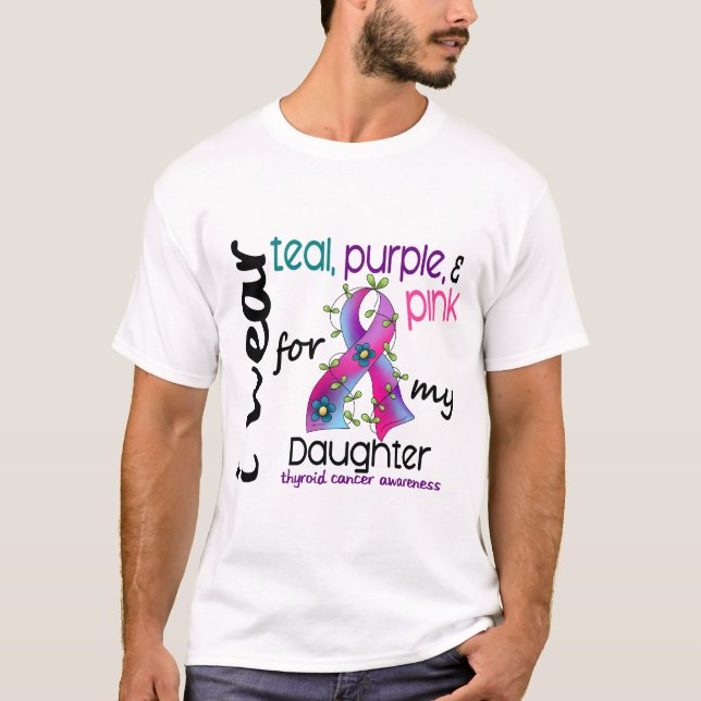 Thyroid Cancer I Wear Ribbon For My Daughter 43 T-Shirt (Front)