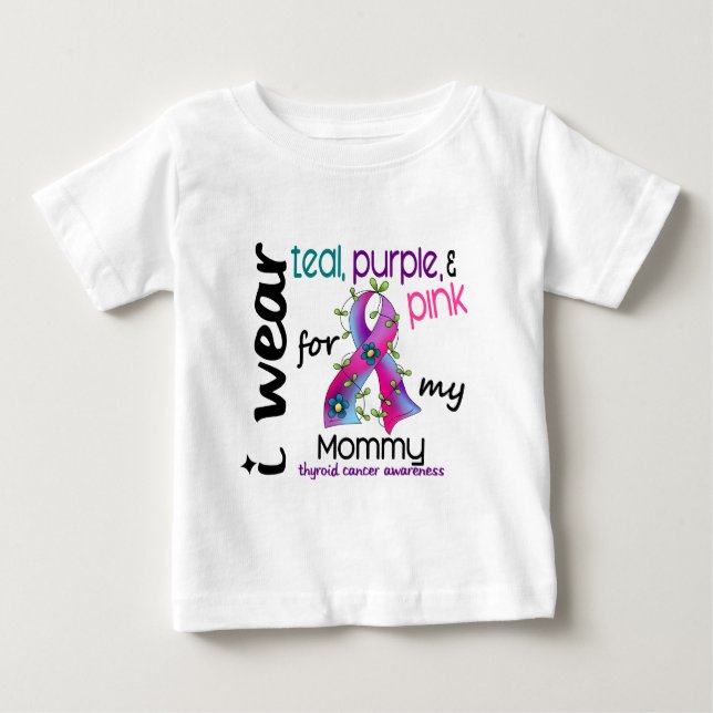 Thyroid Cancer I Wear Ribbon For My Mommy 43 Baby T-Shirt (Front)