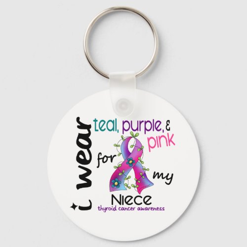 Thyroid Cancer I Wear Ribbon For My Niece 43 Keychain