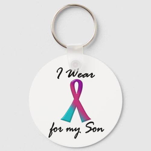 Thyroid Cancer I WEAR THYROID RIBBON 1 Son Keychain