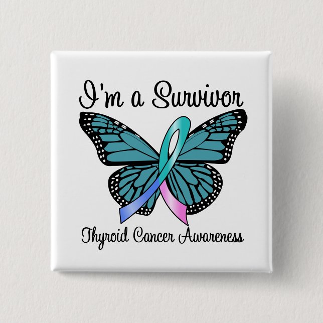 Thyroid Cancer I'm a Survivor Button (Front)