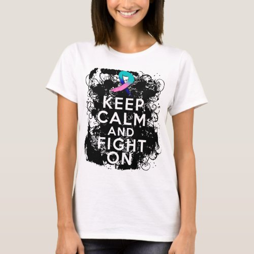 Thyroid Cancer Keep Calm and Fight Onpng T_Shirt