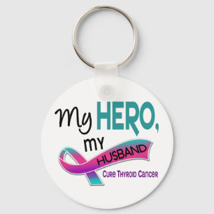 Thyroid Cancer MY HERO MY HUSBAND 42 Keychain