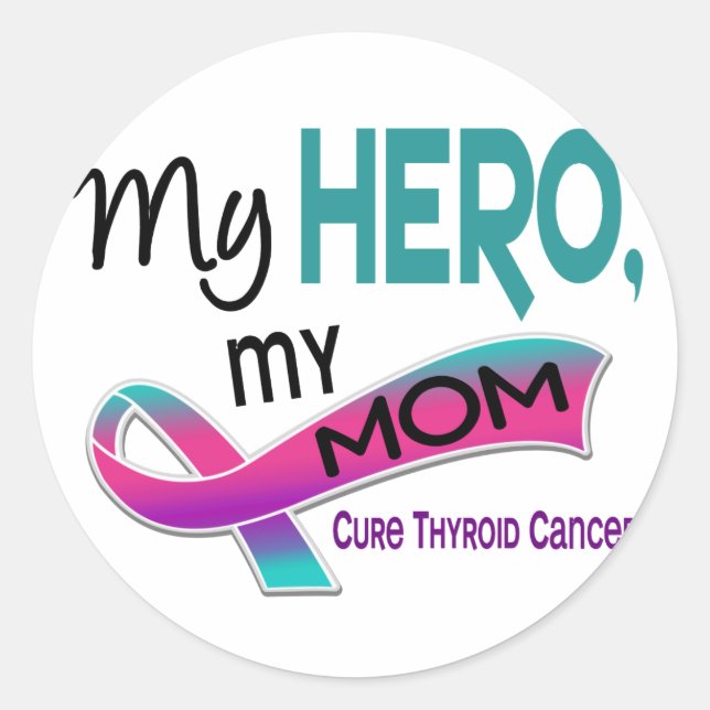 Thyroid Cancer MY HERO MY MOM 42 Classic Round Sticker (Front)