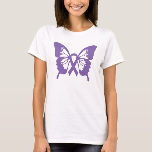 Thyroid Cancer Purple Butterfly t_shirt